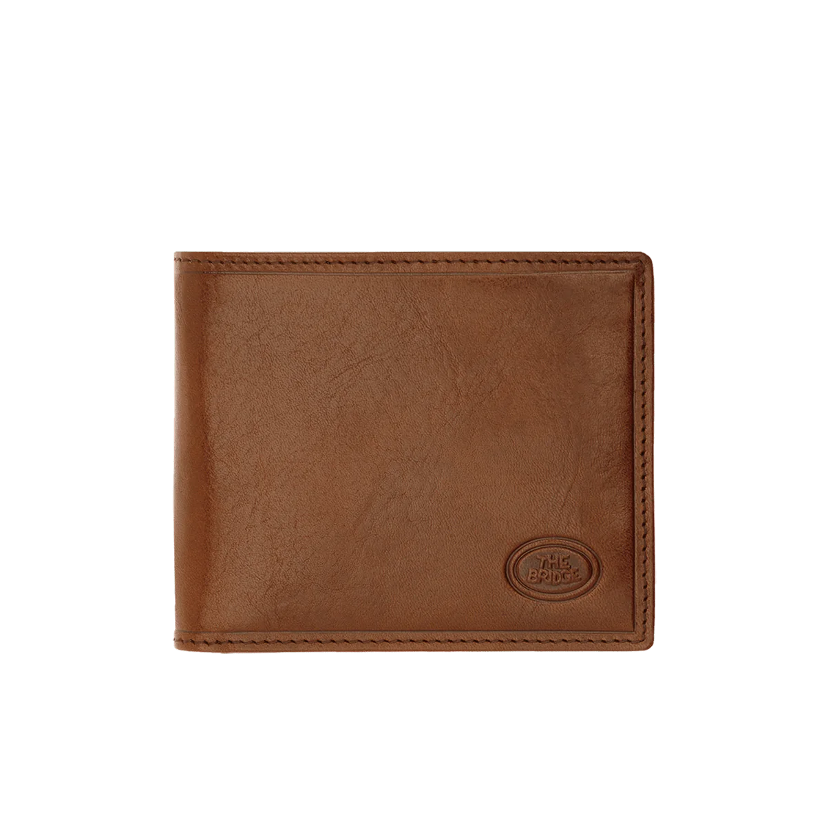 Geldbörse Querformat 11 x 9,5cm in Cognac mit extra Kartenklappe von The Bridge - leder-accessoires.com