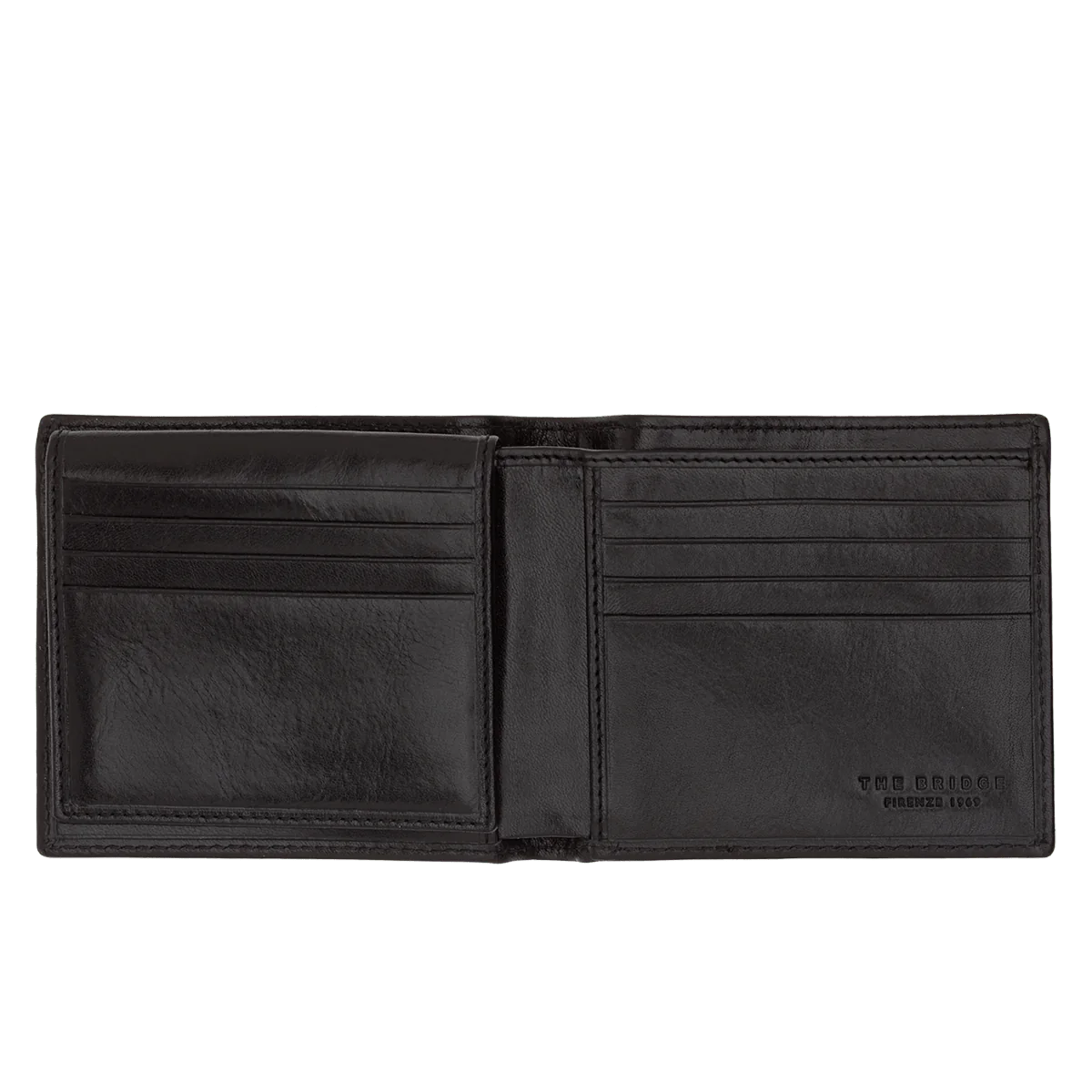 Geldbörse Querformat 11 x 9,5cm in Schwarz mit extra Kartenklappe von The Bridge - leder-accessoires.com