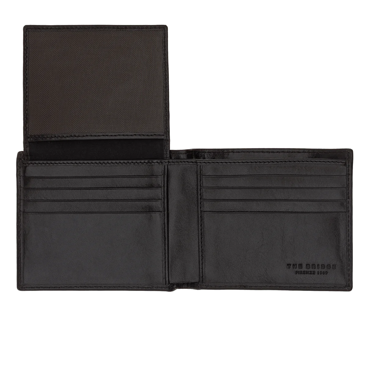 Geldbörse Querformat 11 x 9,5cm in Schwarz mit extra Kartenklappe von The Bridge - leder-accessoires.com