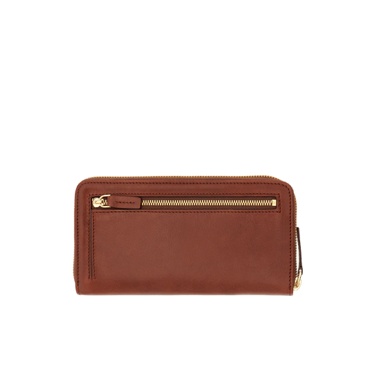 Lederbörse 19x11m in Cognac mit Reißverschluss von The Bridge - leder-accessoires.com