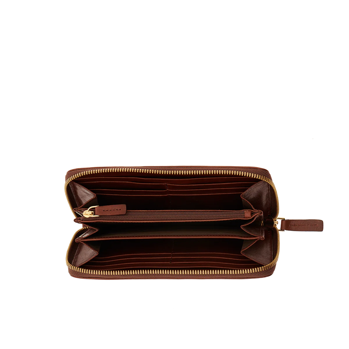 Lederbörse 19x11m in Cognac mit Reißverschluss von The Bridge - leder-accessoires.com