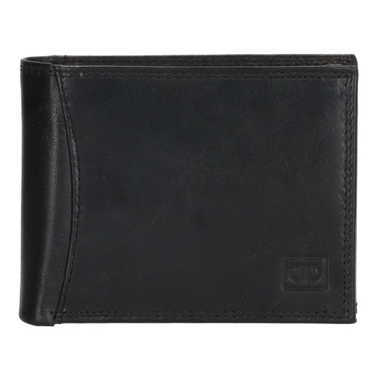 Elegante Herrenbörse 12x9,5cm aus Vollrindleder mit RFID-Schutz – Schwarz - leder-accessoires.com
