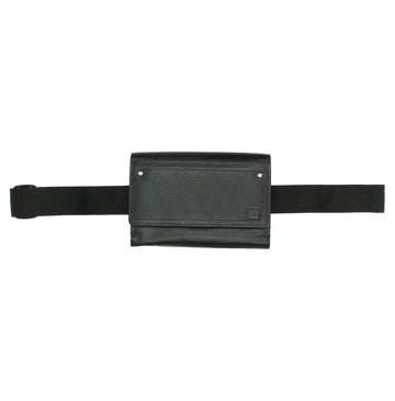 Kellnerbörse 18 x 12cm mit Bauchgurt in Schwarz aus Leder - leder-accessoires.com