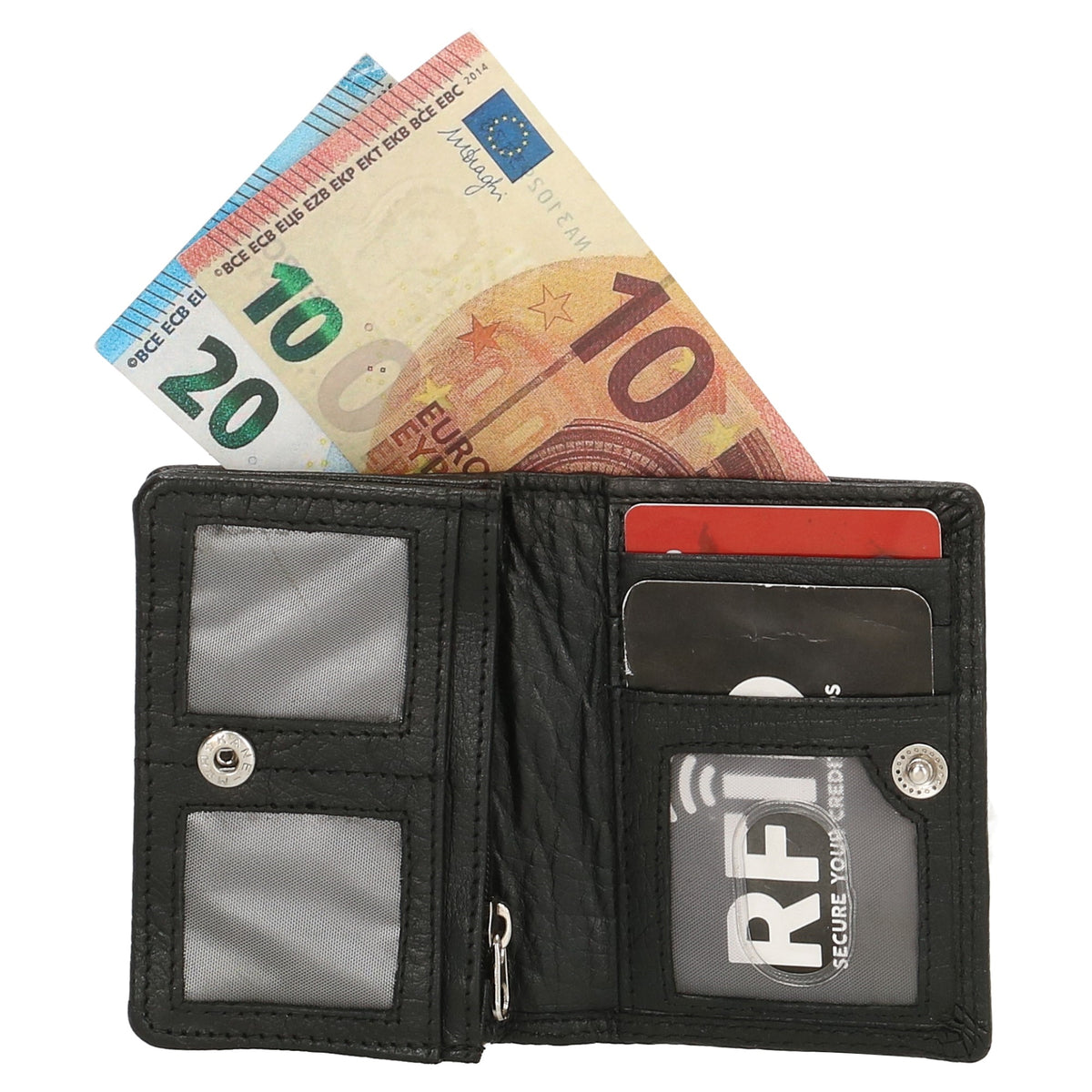 Minibörse im Querformat in Schwarz aus Leder - leder-accessoires.com