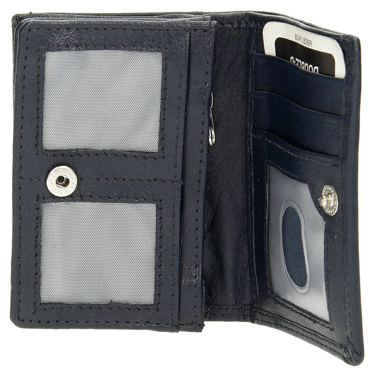 Minibörse im Querformat in Dunkelblau aus Leder - leder-accessoires.com