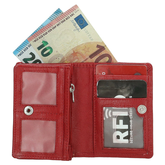 Minibörse im Querformat in Rot aus Leder - leder-accessoires.com