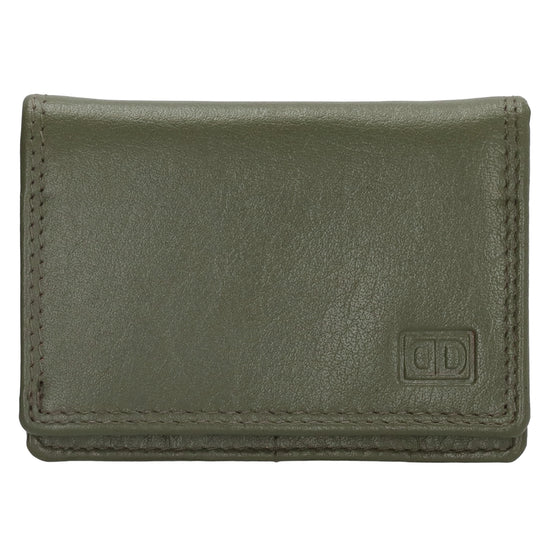 Minibörse im Querformat in Oliv aus Leder - leder-accessoires.com