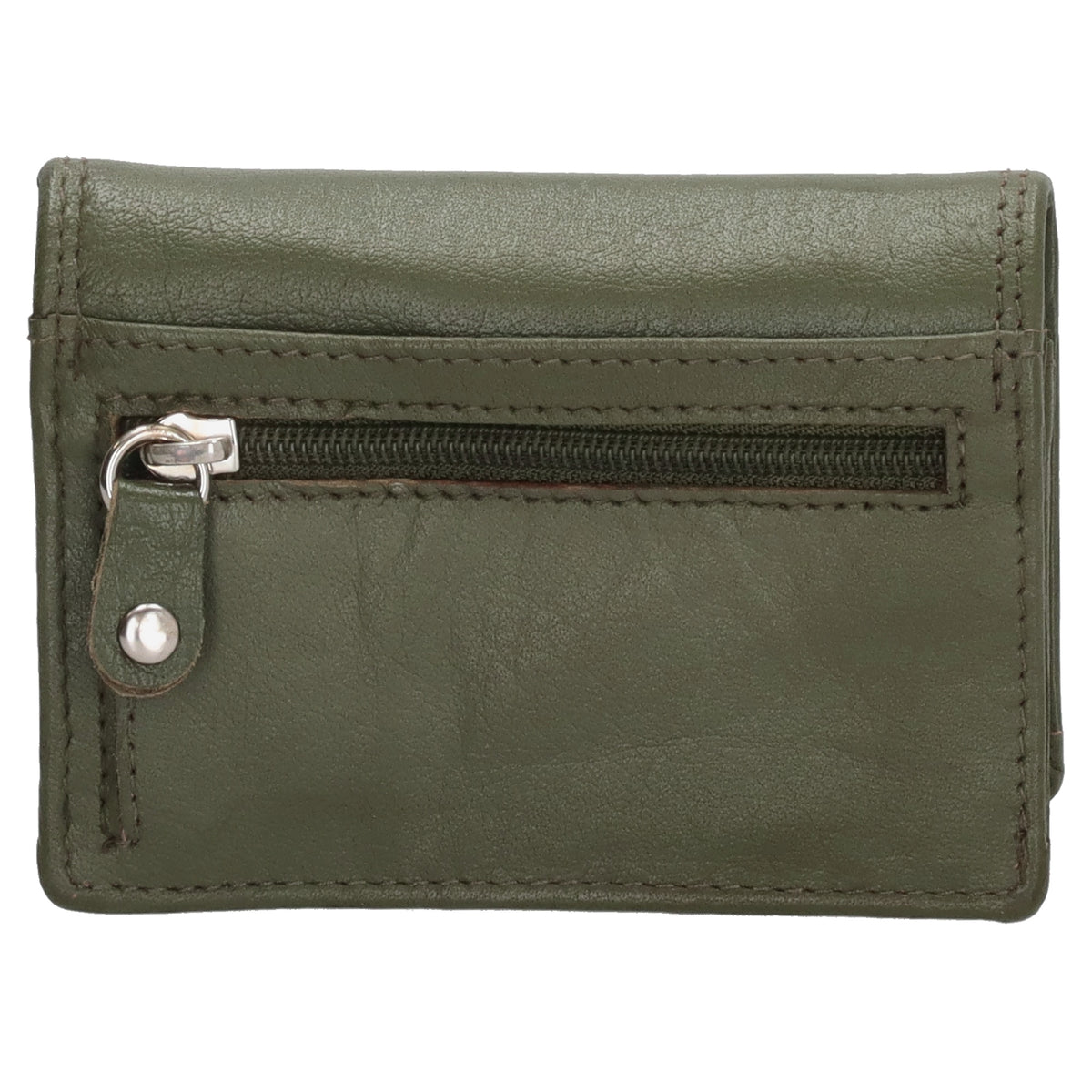Minibörse im Querformat in Oliv aus Leder - leder-accessoires.com