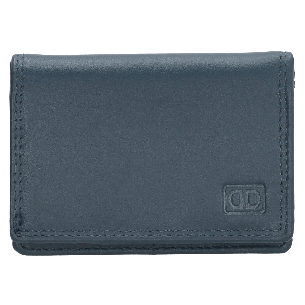 Minibörse im Querformat in Jeansblau aus Leder - leder-accessoires.com