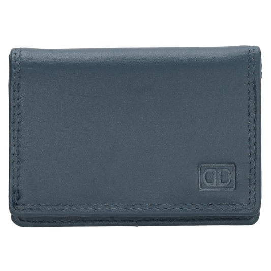Minibörse im Querformat in Jeansblau aus Leder - leder-accessoires.com