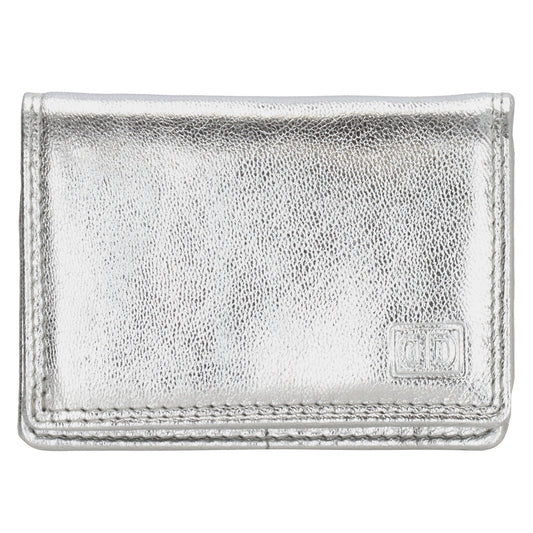 Minibörse im Querformat in Silber aus Leder - leder-accessoires.com