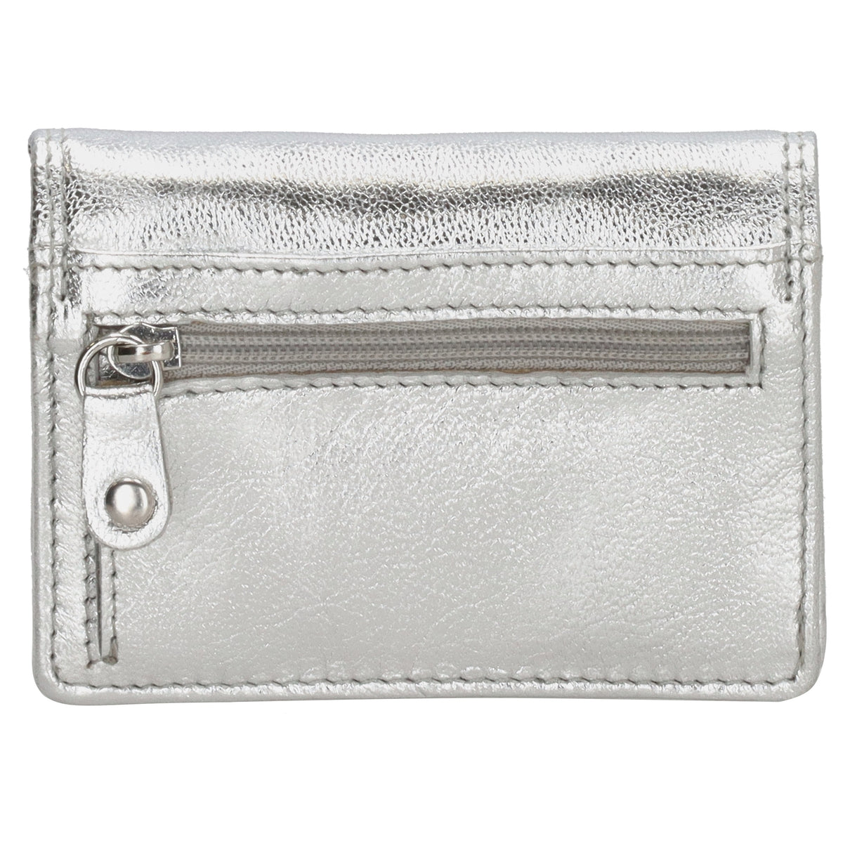Minibörse im Querformat in Silber aus Leder - leder-accessoires.com