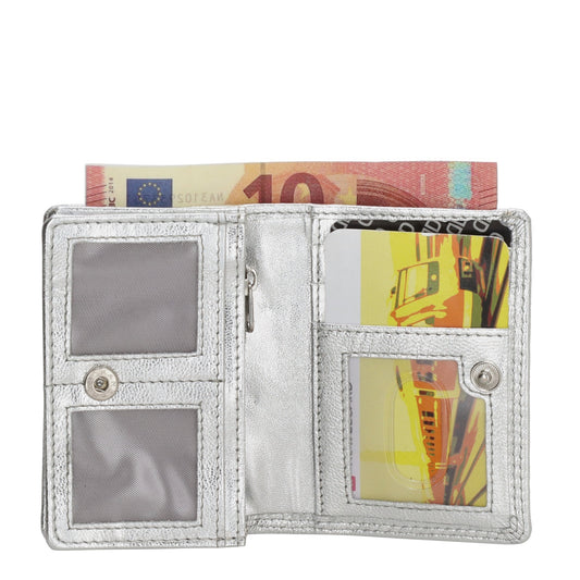 Minibörse im Querformat in Silber aus Leder - leder-accessoires.com