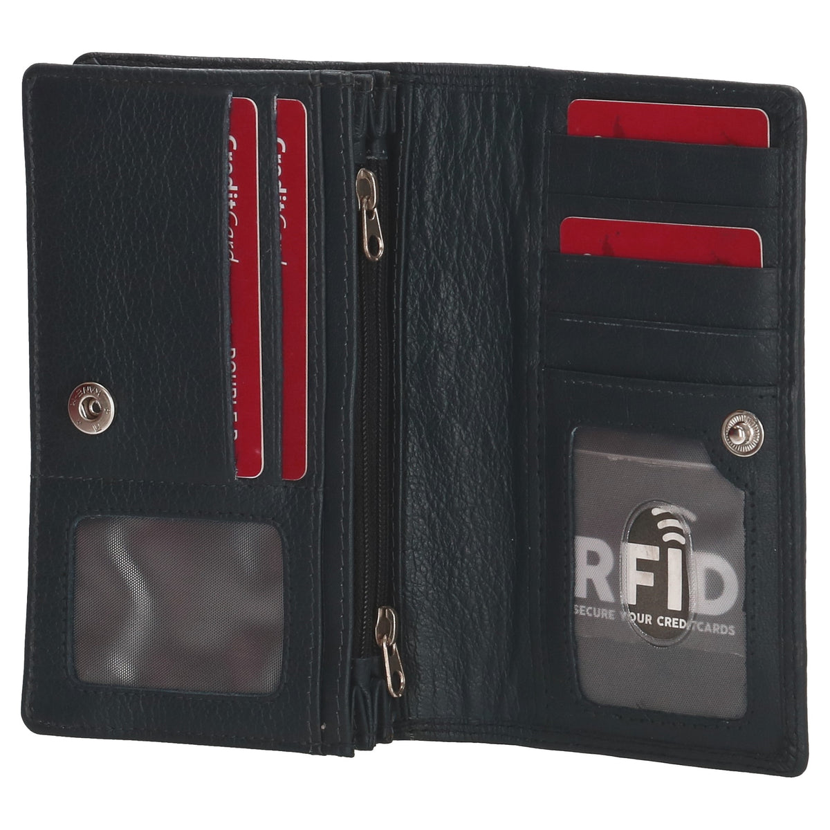 Lederbörse 16x9cm im Querformat in Blau mit RFID - leder-accessoires.com