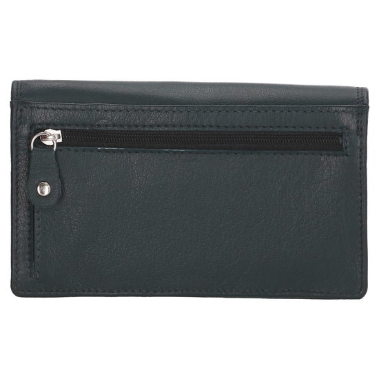 Lederbörse 16x9cm im Querformat in Blau mit RFID - leder-accessoires.com