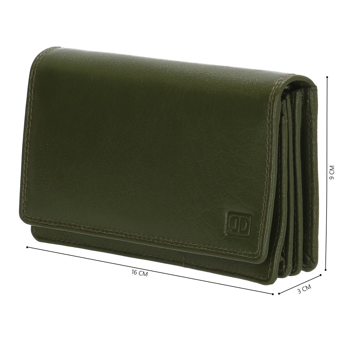 Lederbörse 16x9cm im Querformat in Oliv mit RFID - leder-accessoires.com
