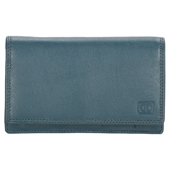 Lederbörse 16x9cm im Querformat in Jeansblau mit RFID - leder-accessoires.com