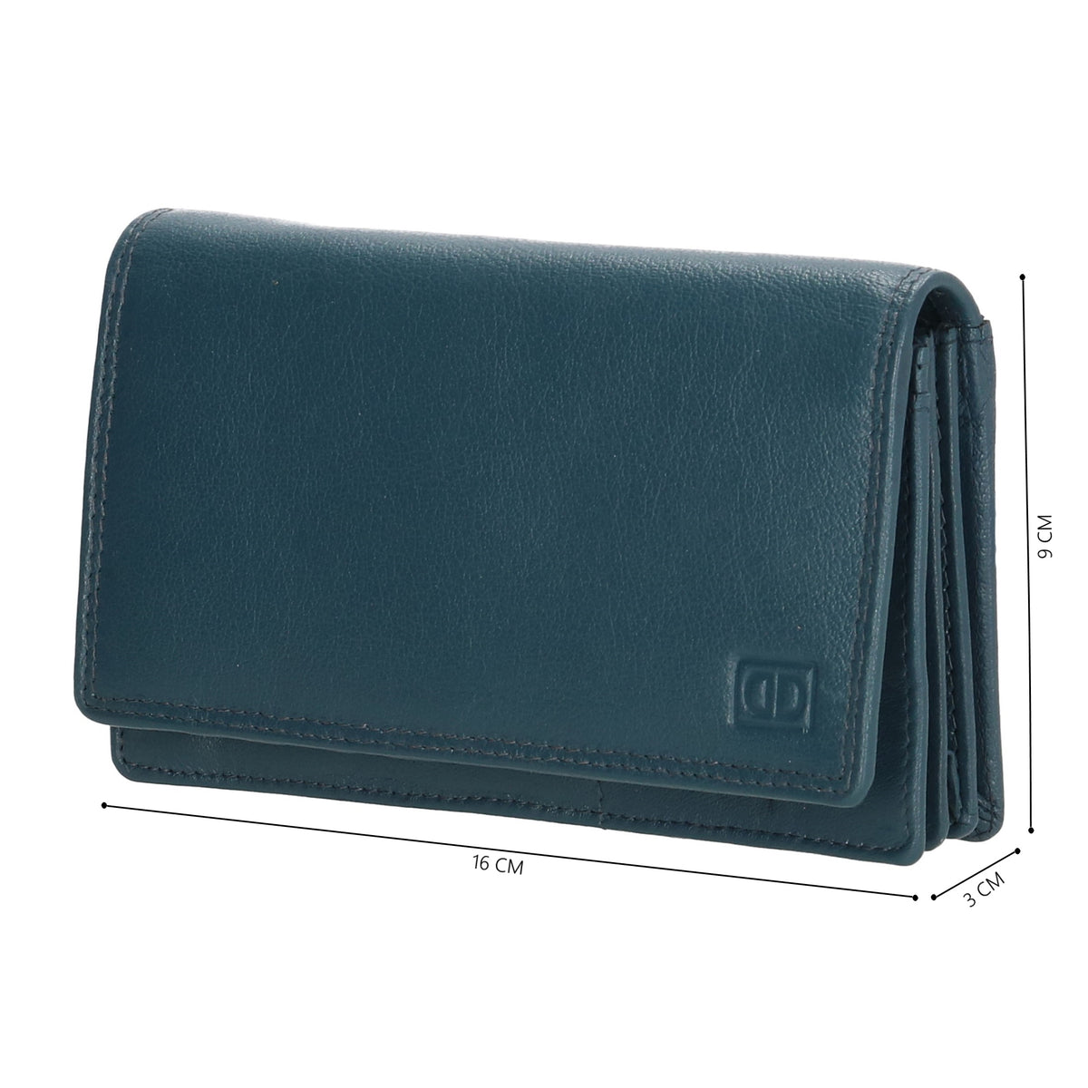 Lederbörse 16x9cm im Querformat in Jeansblau mit RFID - leder-accessoires.com
