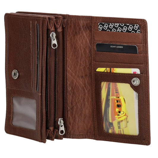 Lederbörse 16x9cm im Querformat in Braun mit RFID - leder-accessoires.com