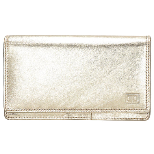 Lederbörse 16x9cm im Querformat in Gold mit RFID - leder-accessoires.com