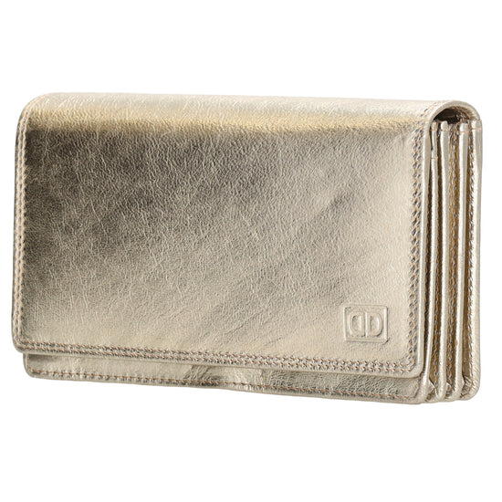 Lederbörse 16x9cm im Querformat in Gold mit RFID - leder-accessoires.com