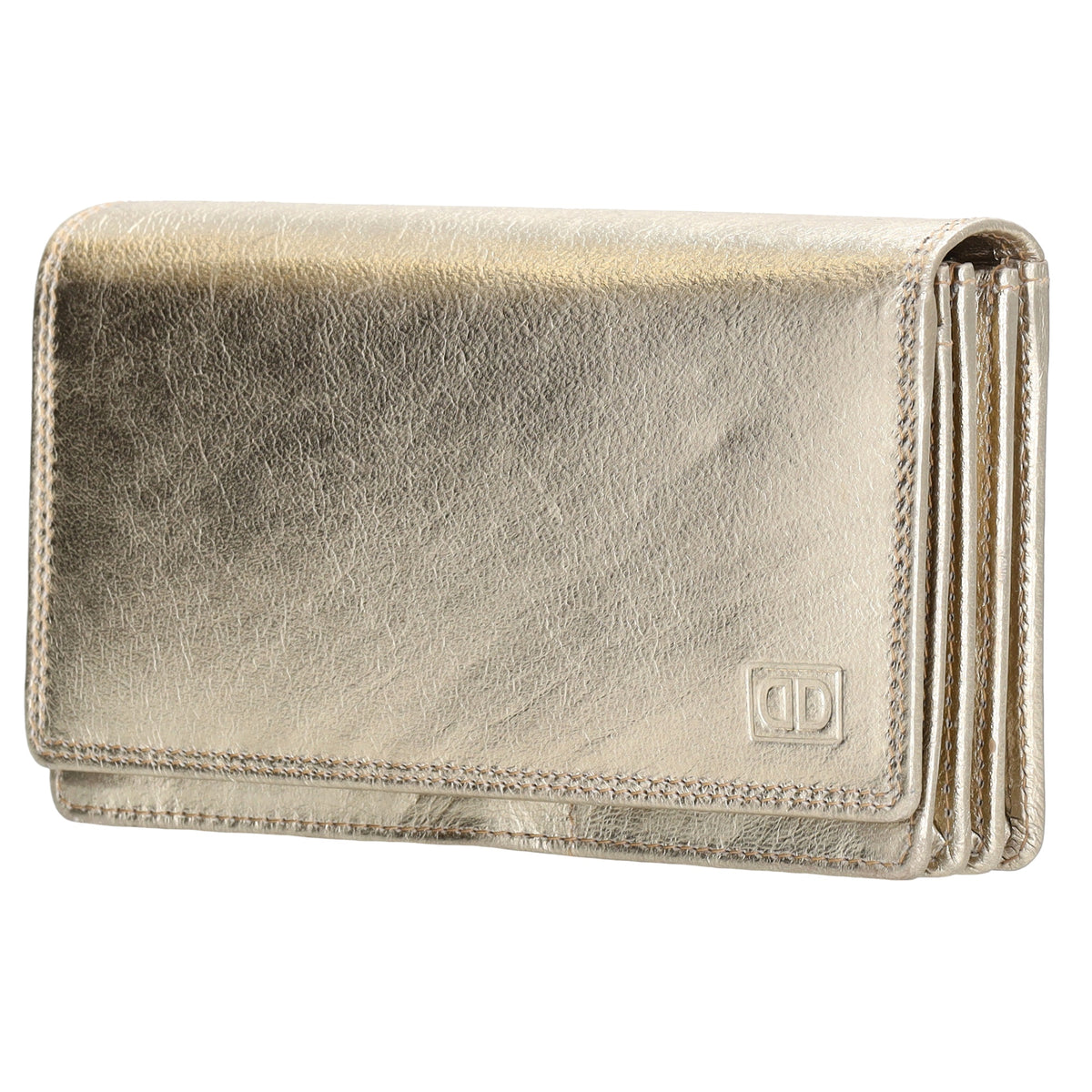 Lederbörse 16x9cm im Querformat in Gold mit RFID - leder-accessoires.com