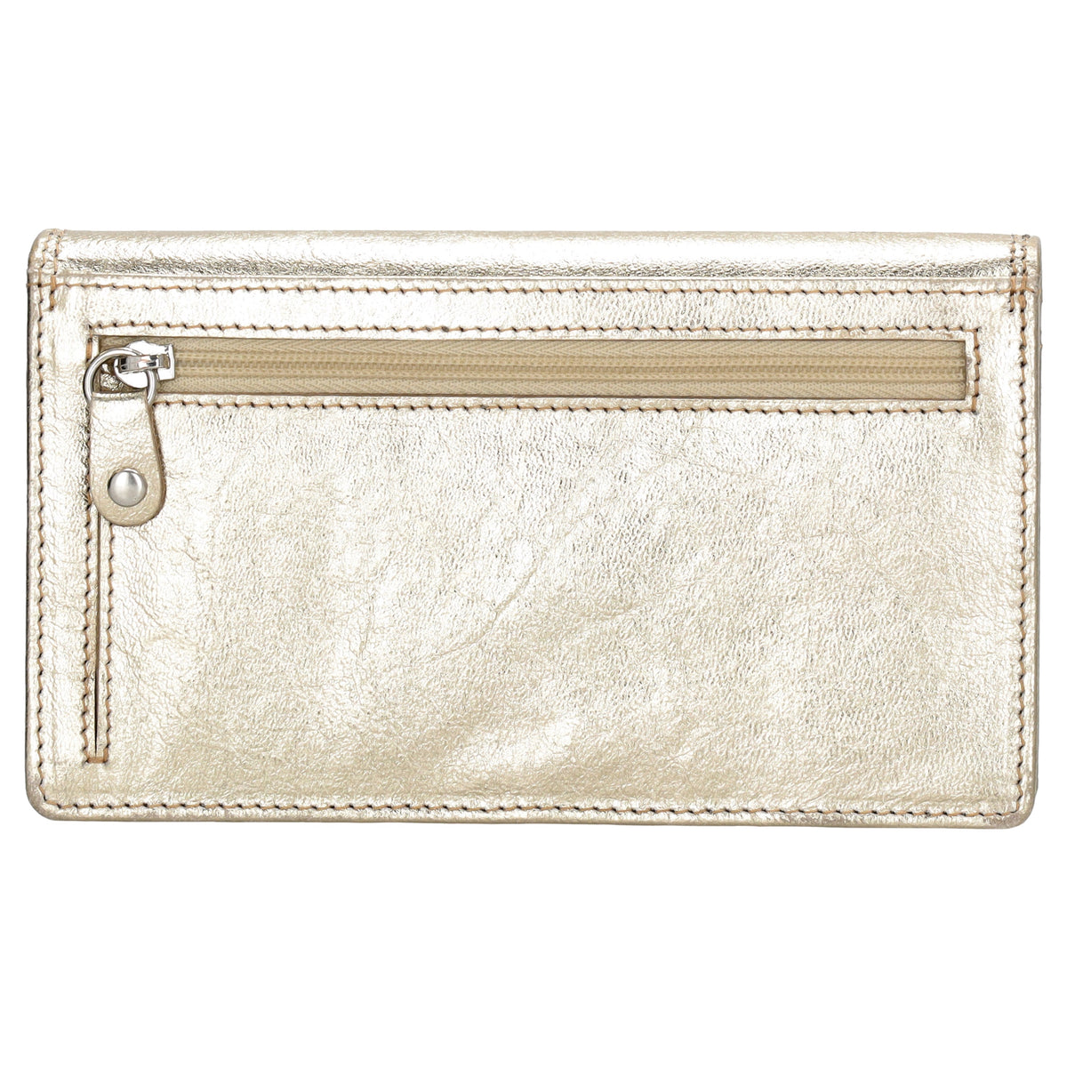 Lederbörse 16x9cm im Querformat in Gold mit RFID - leder-accessoires.com