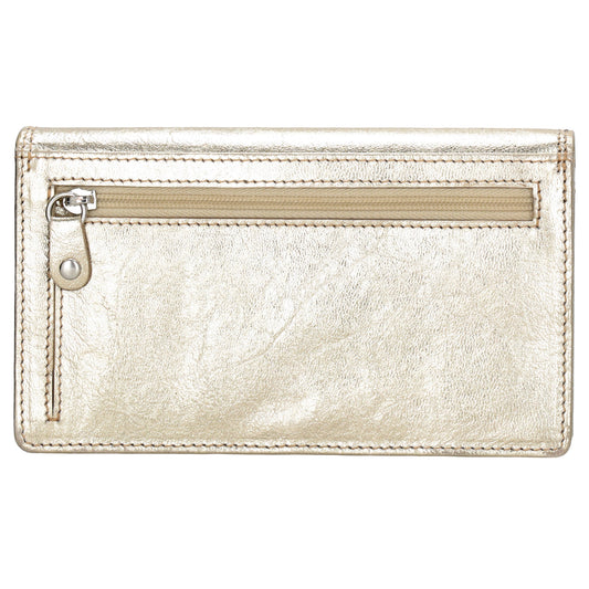 Lederbörse 16x9cm im Querformat in Gold mit RFID - leder-accessoires.com