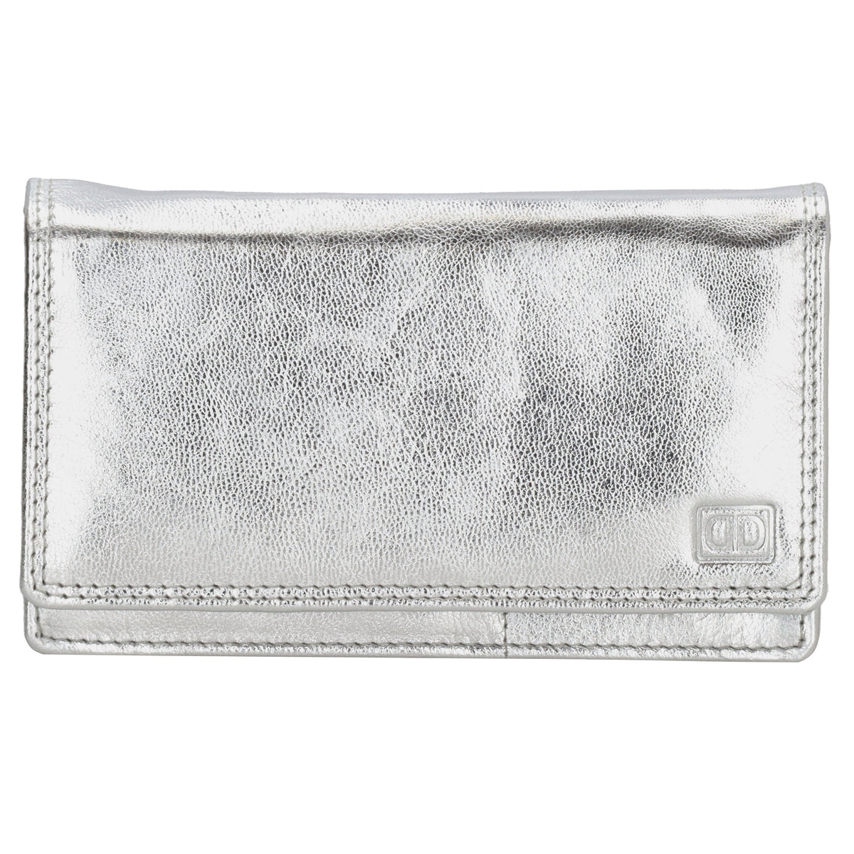 Lederbörse 16x9cm im Querformat in Silber mit RFID - leder-accessoires.com