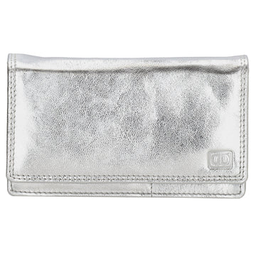 Lederbörse 16x9cm im Querformat in Silber mit RFID - leder-accessoires.com