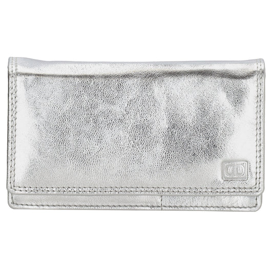 Lederbörse 16x9cm im Querformat in Silber mit RFID - leder-accessoires.com