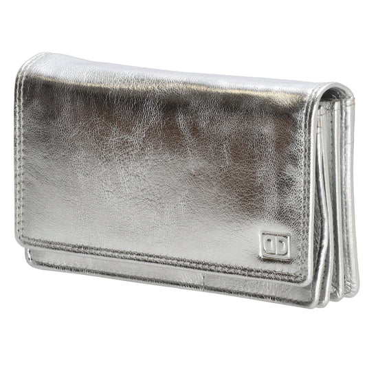 Lederbörse 16x9cm im Querformat in Silber mit RFID - leder-accessoires.com