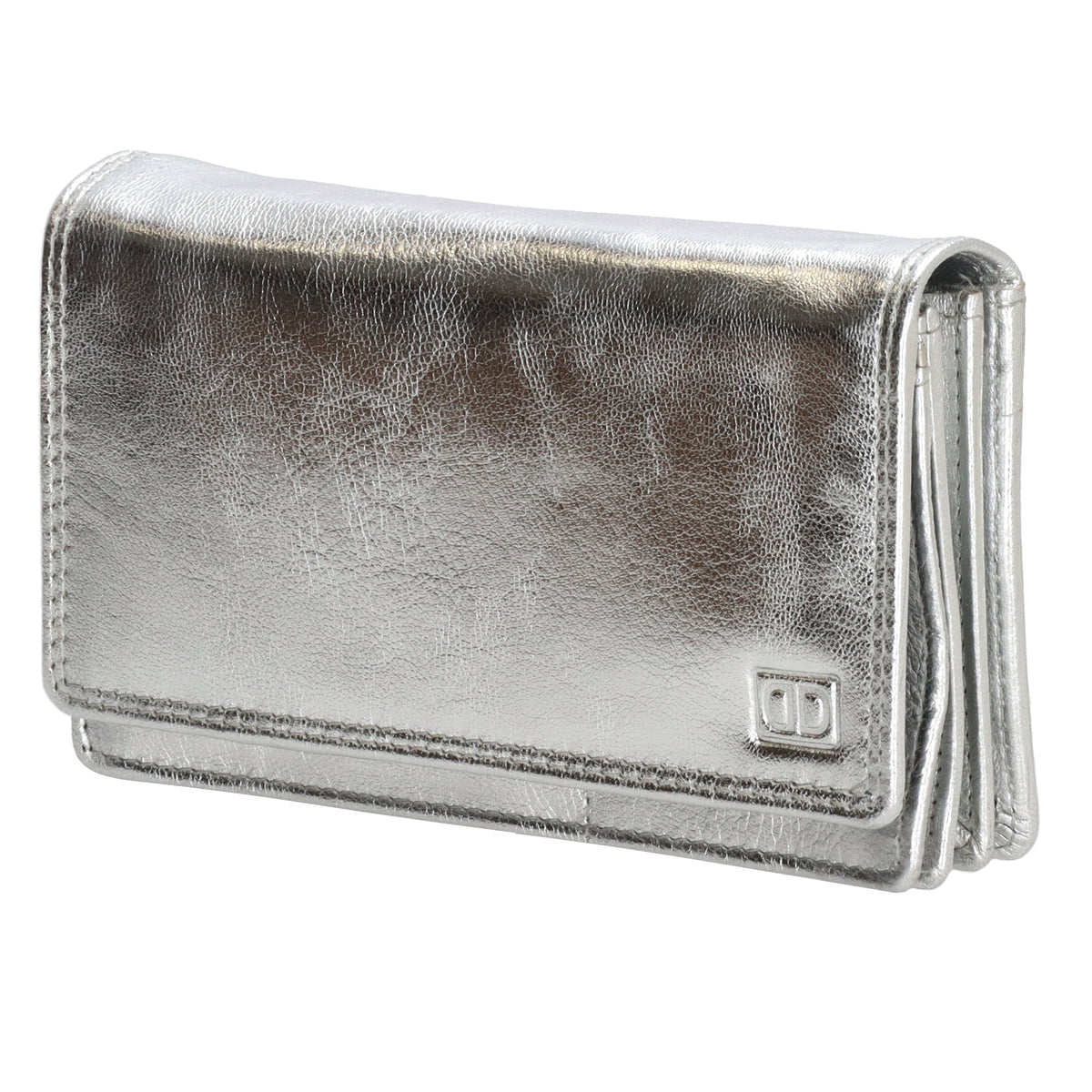 Lederbörse 16x9cm im Querformat in Silber mit RFID - leder-accessoires.com