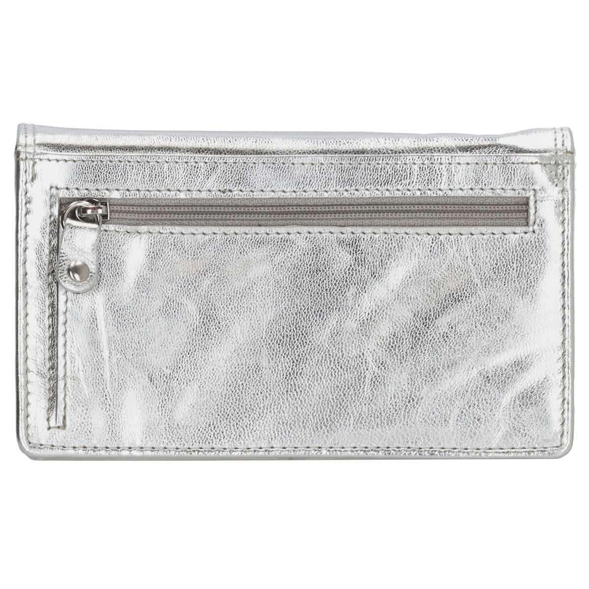 Lederbörse 16x9cm im Querformat in Silber mit RFID - leder-accessoires.com