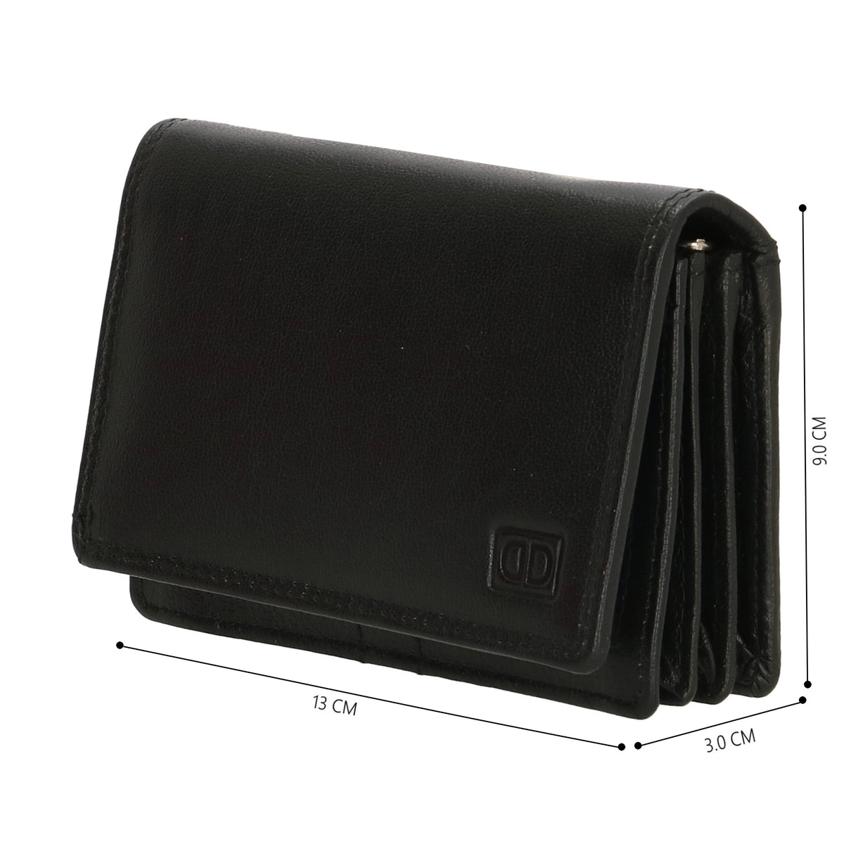 Lederbörse 13x9cm im Querformat in Schwarz mit RFID - leder-accessoires.com