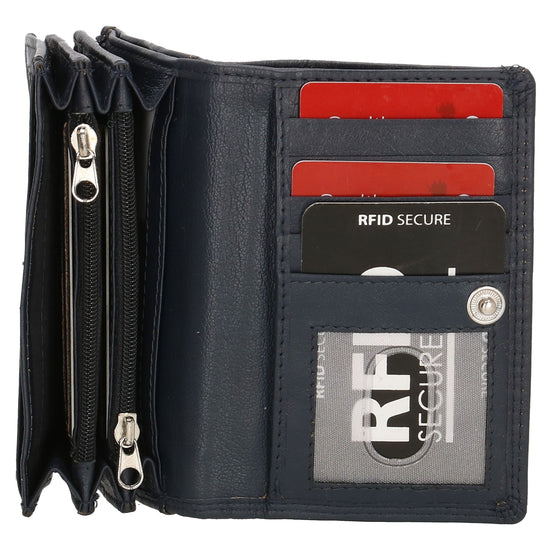 Lederbörse 13x9cm im Querformat in Marine|Blau mit RFID - leder-accessoires.com