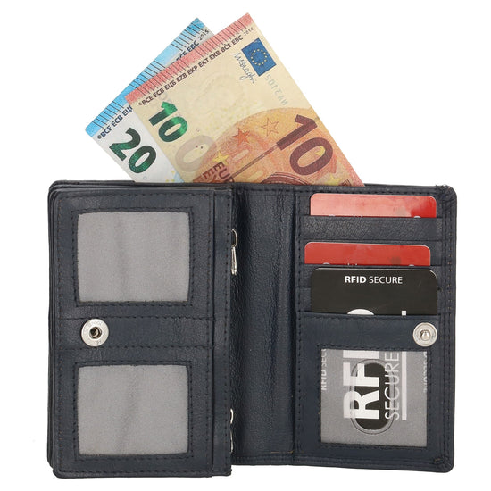 Lederbörse 13x9cm im Querformat in Marine|Blau mit RFID - leder-accessoires.com