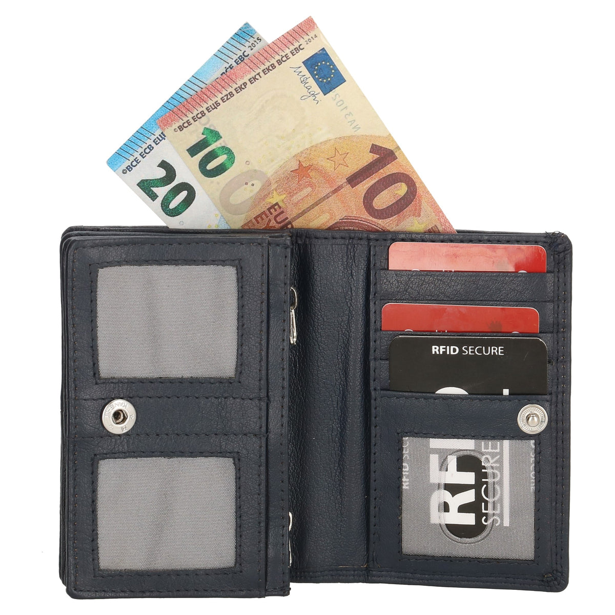 Lederbörse 13x9cm im Querformat in Marine|Blau mit RFID - leder-accessoires.com
