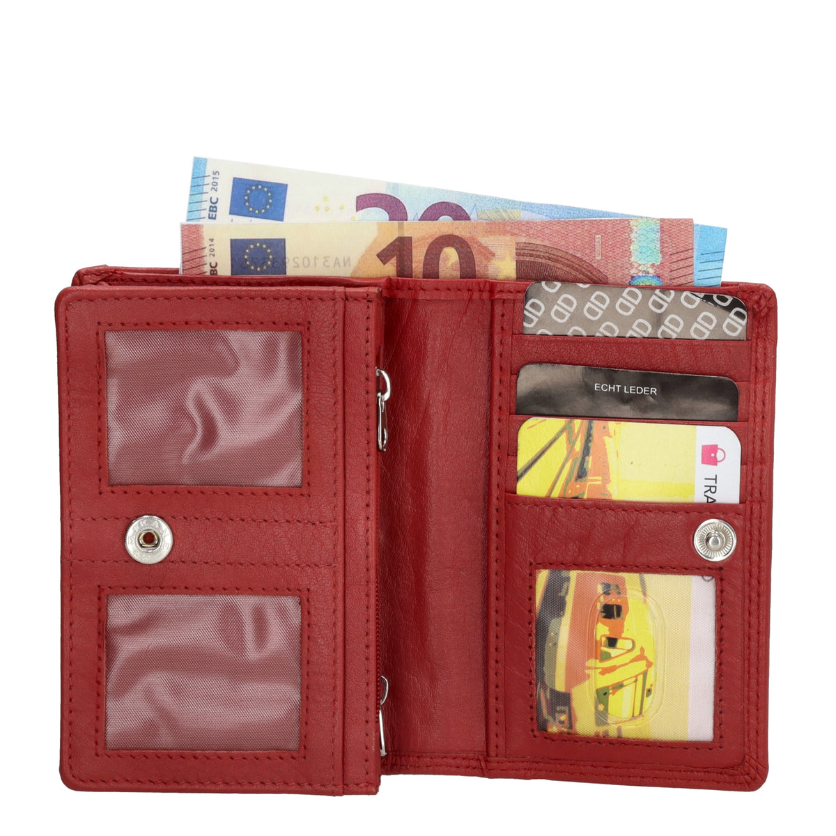 Lederbörse 13x9cm im Querformat in Rot mit RFID - leder-accessoires.com