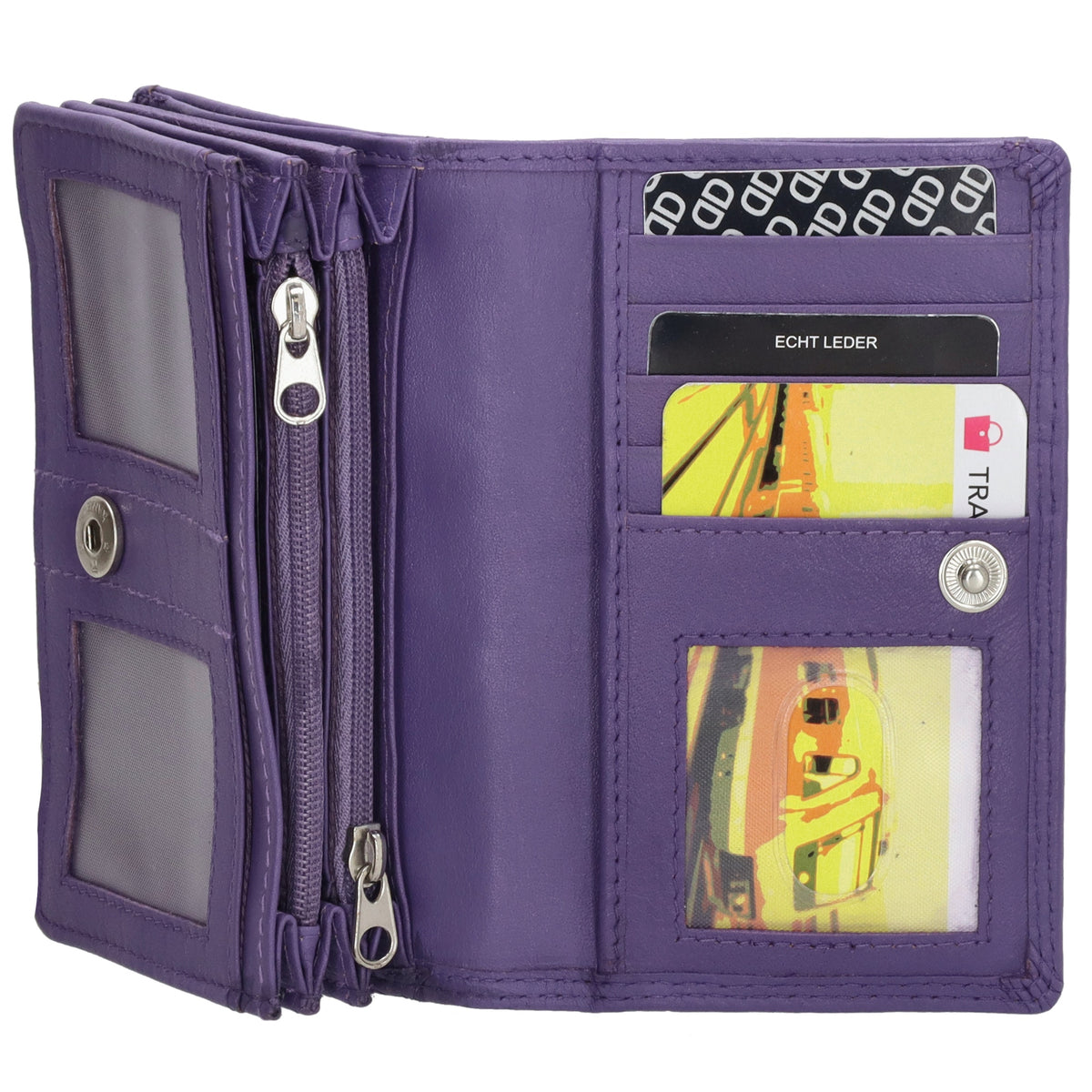 Lederbörse 13x9cm im Querformat in Lila mit RFID - leder-accessoires.com