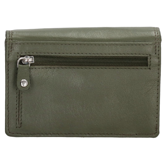 Lederbörse 13x9cm im Querformat in Olivgrün mit RFID - leder-accessoires.com