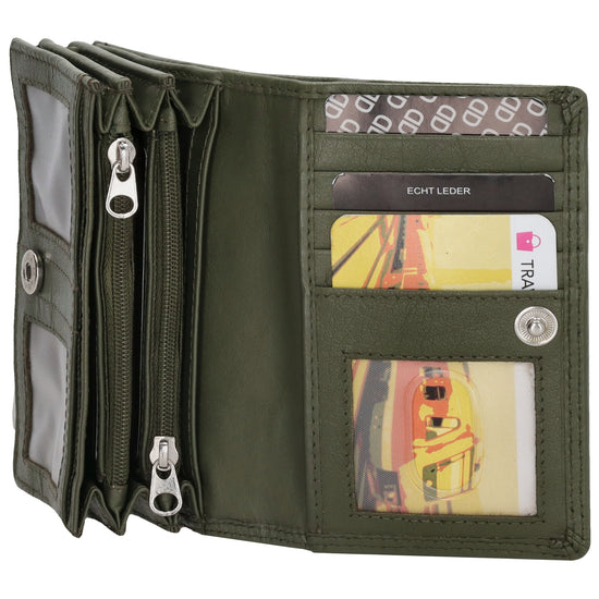 Lederbörse 13x9cm im Querformat in Olivgrün mit RFID - leder-accessoires.com