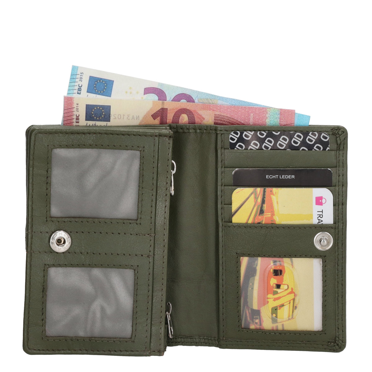 Lederbörse 13x9cm im Querformat in Olivgrün mit RFID - leder-accessoires.com