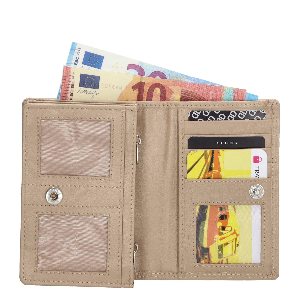 Lederbörse 13x9cm im Querformat in Beige mit RFID - leder-accessoires.com