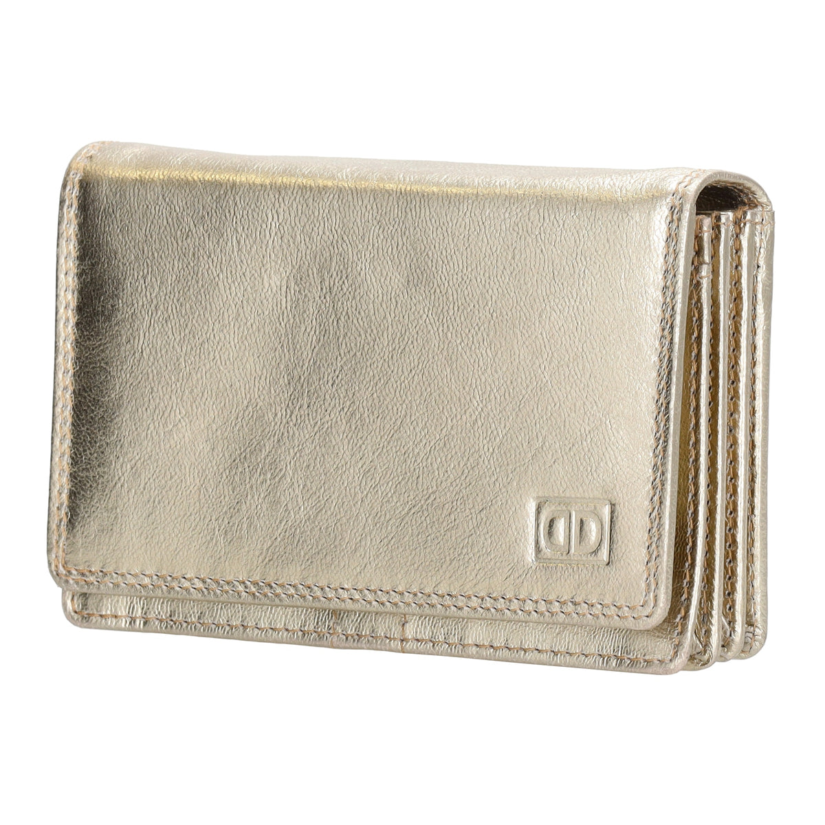 Lederbörse 13x9cm im Querformat in Gold mit RFID - leder-accessoires.com