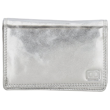 Lederbörse 13x9cm im Querformat in Silber mit RFID - leder-accessoires.com