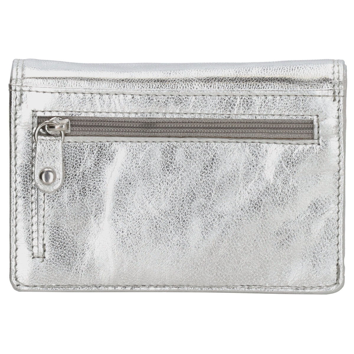 Lederbörse 13x9cm im Querformat in Silber mit RFID - leder-accessoires.com