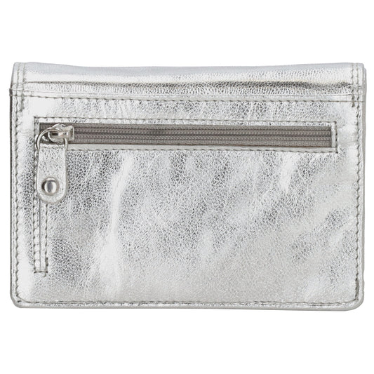 Lederbörse 13x9cm im Querformat in Silber mit RFID - leder-accessoires.com