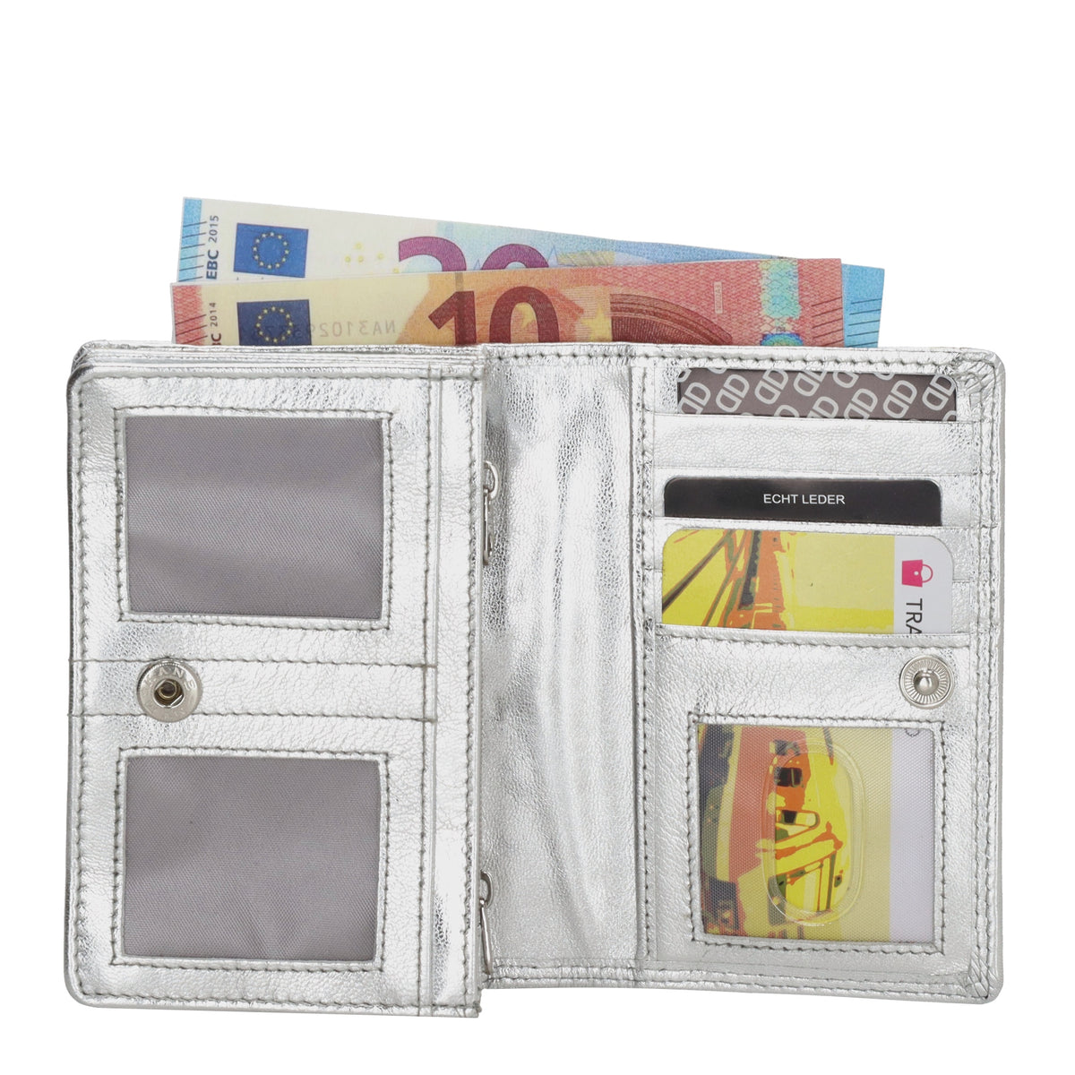 Lederbörse 13x9cm im Querformat in Silber mit RFID - leder-accessoires.com