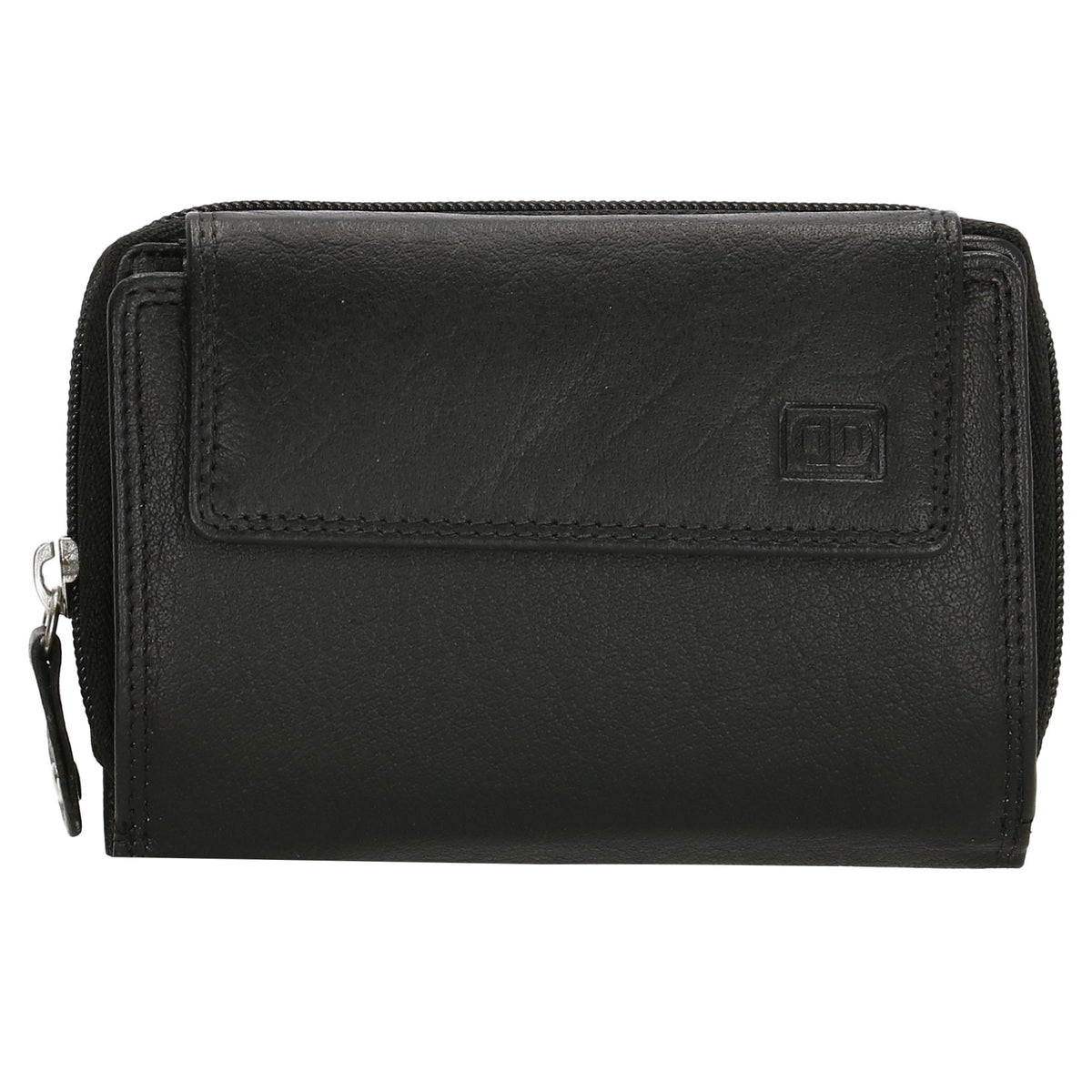 Lederbörse 13x9cm mit Überschlag in Schwarz und RFID-Schutz - leder-accessoires.com